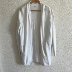 Long Sleeve White Open Front Cardigan - Size M